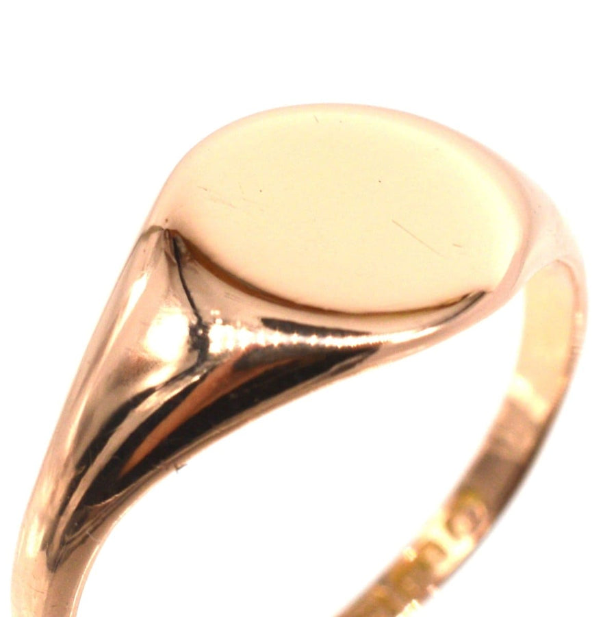 Edwardian 18ct Rose Gold Plain Signet Ring | Parkin and Gerrish | Antique & Vintage Jewellery
