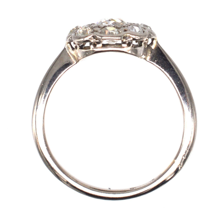 Edwardian 18ct White Gold Old Mine Cut Diamond Cluster Ring | Parkin and Gerrish | Antique & Vintage Jewellery