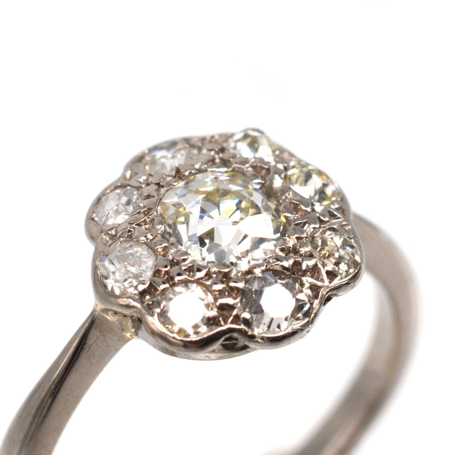 Edwardian 18ct White Gold Old Mine Cut Diamond Cluster Ring | Parkin and Gerrish | Antique & Vintage Jewellery