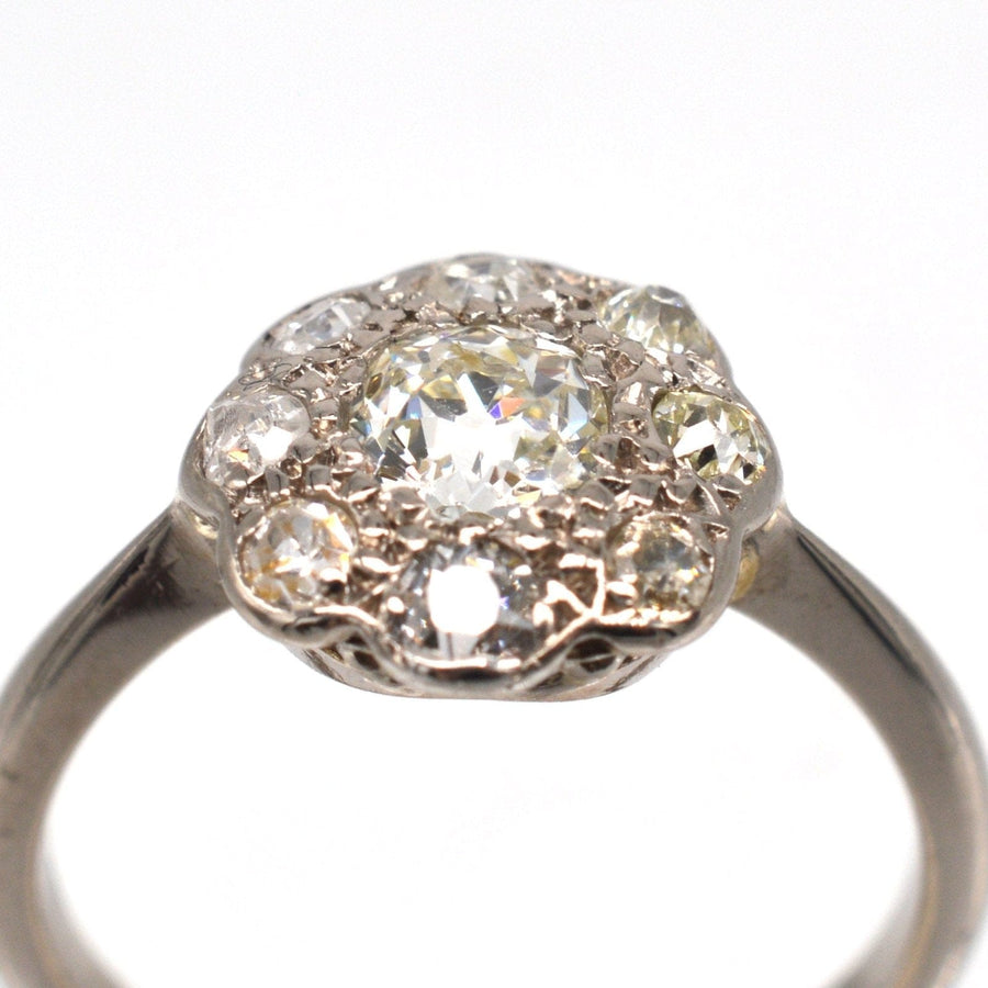 Edwardian 18ct White Gold Old Mine Cut Diamond Cluster Ring | Parkin and Gerrish | Antique & Vintage Jewellery