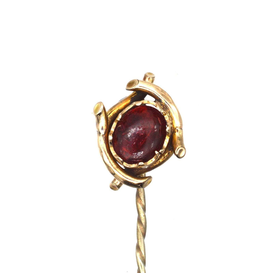 Edwardian 9ct Gold and Red Paste Tie Pin | Parkin and Gerrish (UK)