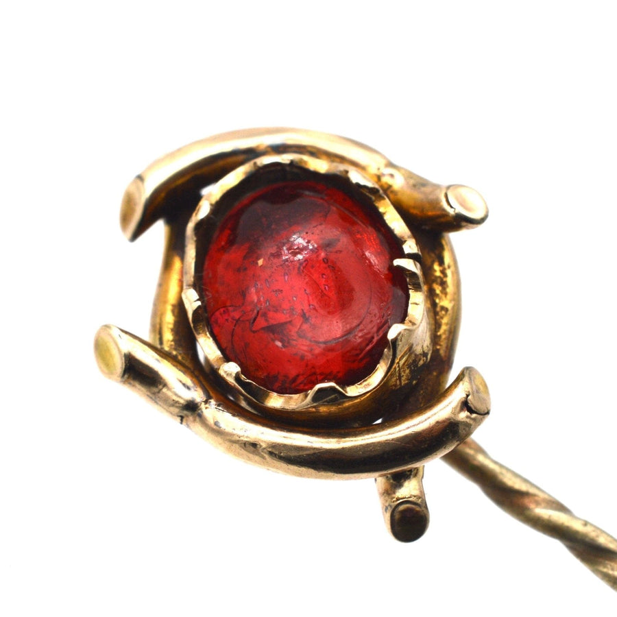 Edwardian 9ct Gold and Red Paste Tie Pin | Parkin and Gerrish (UK)