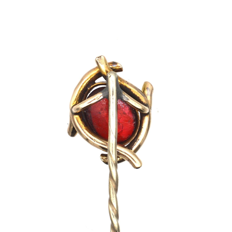 Edwardian 9ct Gold and Red Paste Tie Pin | Parkin and Gerrish (UK)