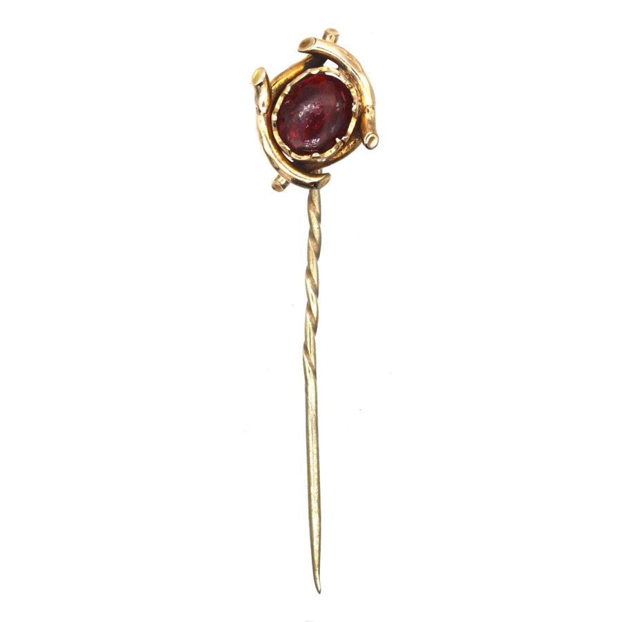 Edwardian 9ct Gold and Red Paste Tie Pin | Parkin and Gerrish (UK)