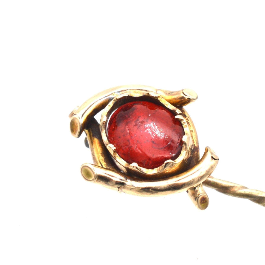 Edwardian 9ct Gold and Red Paste Tie Pin | Parkin and Gerrish (UK)