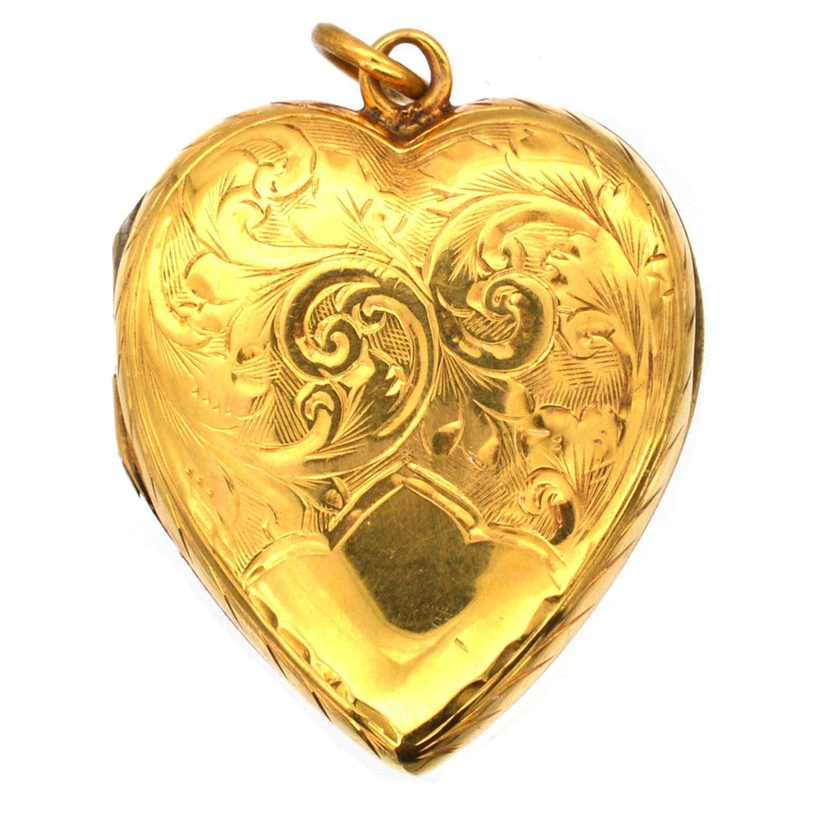 Edwardian 9ct Gold Back & Front Heart Locket Pendant | Parkin and Gerrish | Antique & Vintage Jewellery