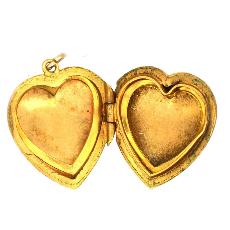 Edwardian 9ct Gold Back & Front Heart Locket Pendant | Parkin and Gerrish (UK)