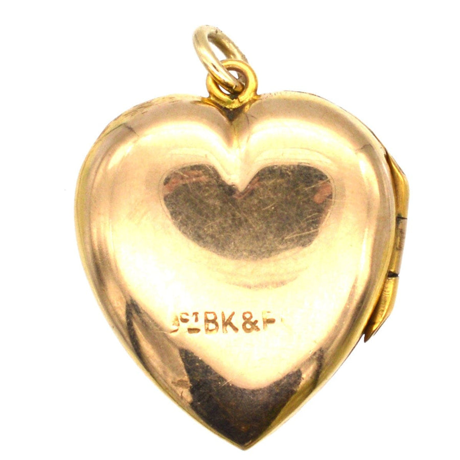 Edwardian 9ct Gold Back & Front Heart Locket Pendant | Parkin and Gerrish (UK)