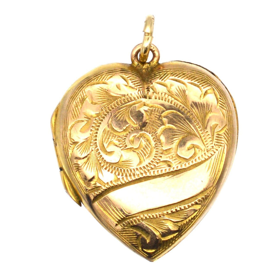 Edwardian 9ct Gold Back & Front Heart Locket Pendant | Parkin and Gerrish (UK)