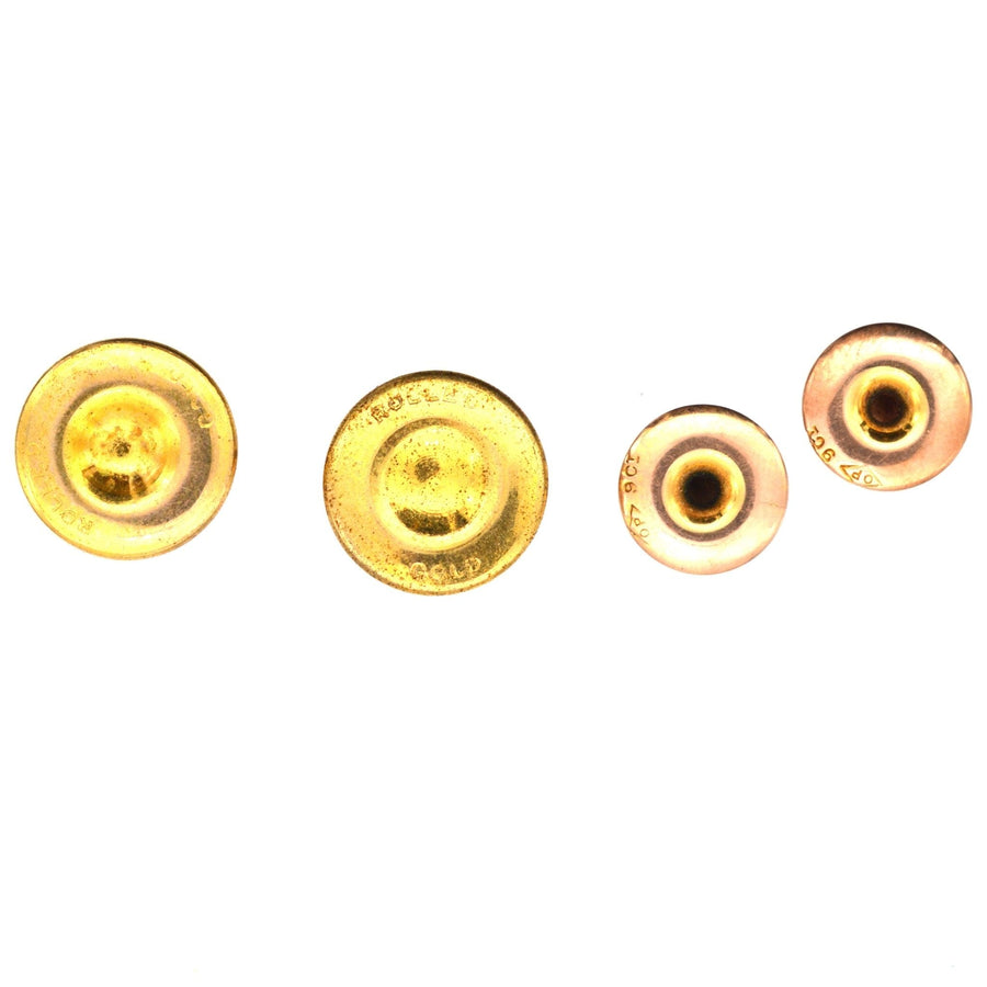 Edwardian 9ct gold cufflinks and dress set, featuring intricate foliage design, dating 1890-1910.