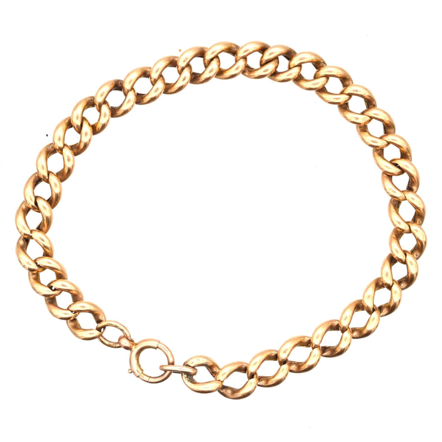 Edwardian 9ct Gold Curb Bracelet | Parkin and Gerrish (UK)