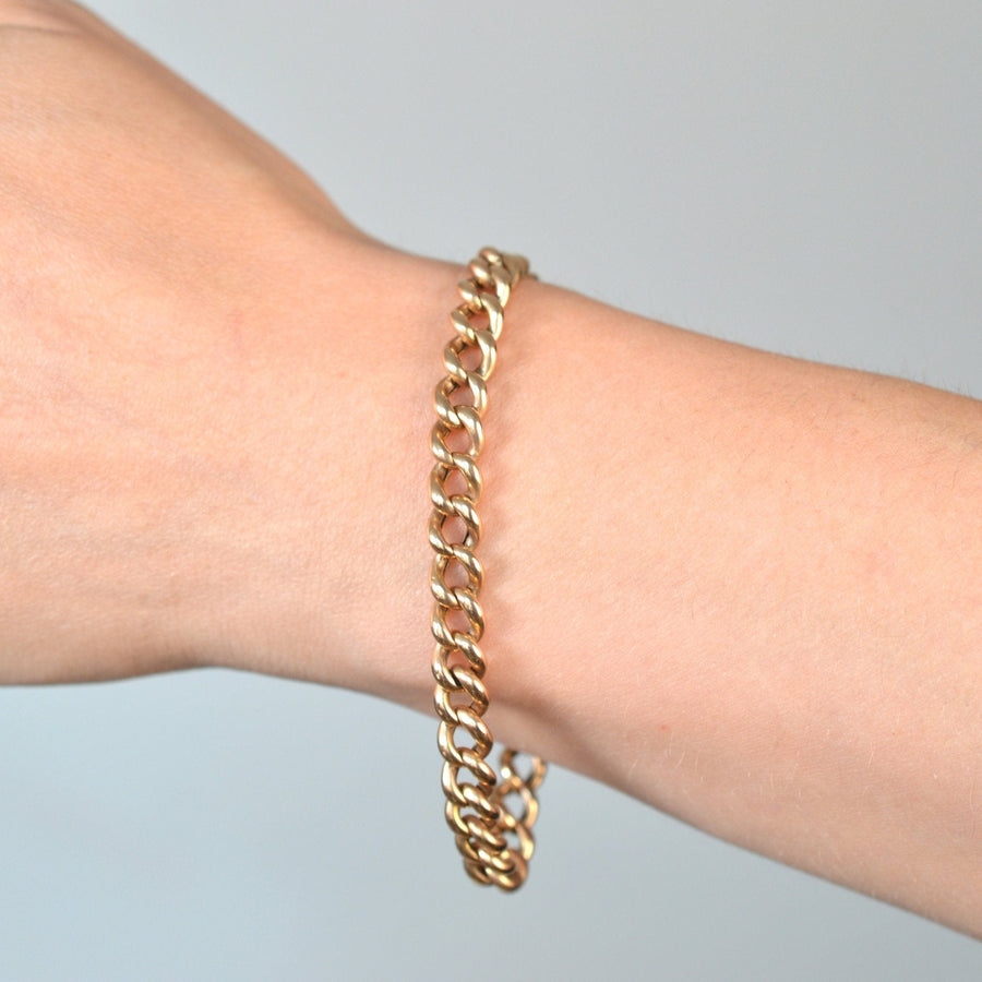 Edwardian 9ct Gold Curb Bracelet | Parkin and Gerrish (UK)
