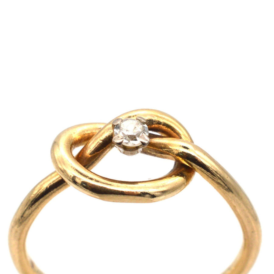 Edwardian 9ct Gold, Diamond Lovers' Knot Ring | Parkin and Gerrish | Antique & Vintage Jewellery