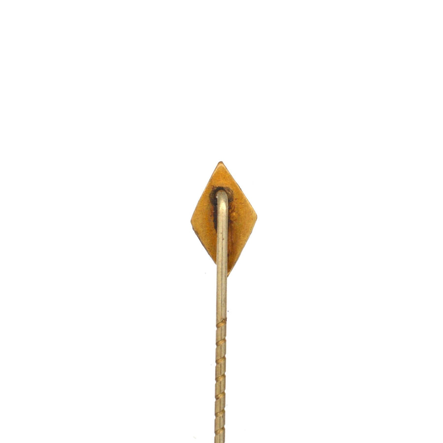 Edwardian 9ct Gold Engraved Diamond - Shaped Tie Pin | Parkin and Gerrish (UK)