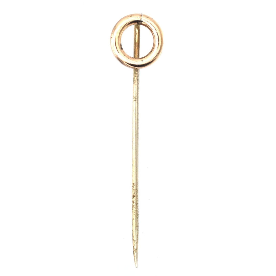 Edwardian 9ct Gold Finishing Post Circle Tie Pin | Parkin and Gerrish (UK)