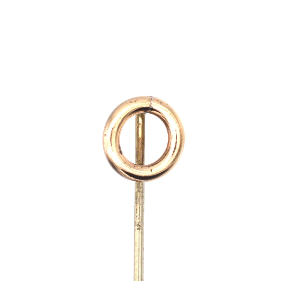 Edwardian 9ct Gold Finishing Post Circle Tie Pin | Parkin and Gerrish (UK)