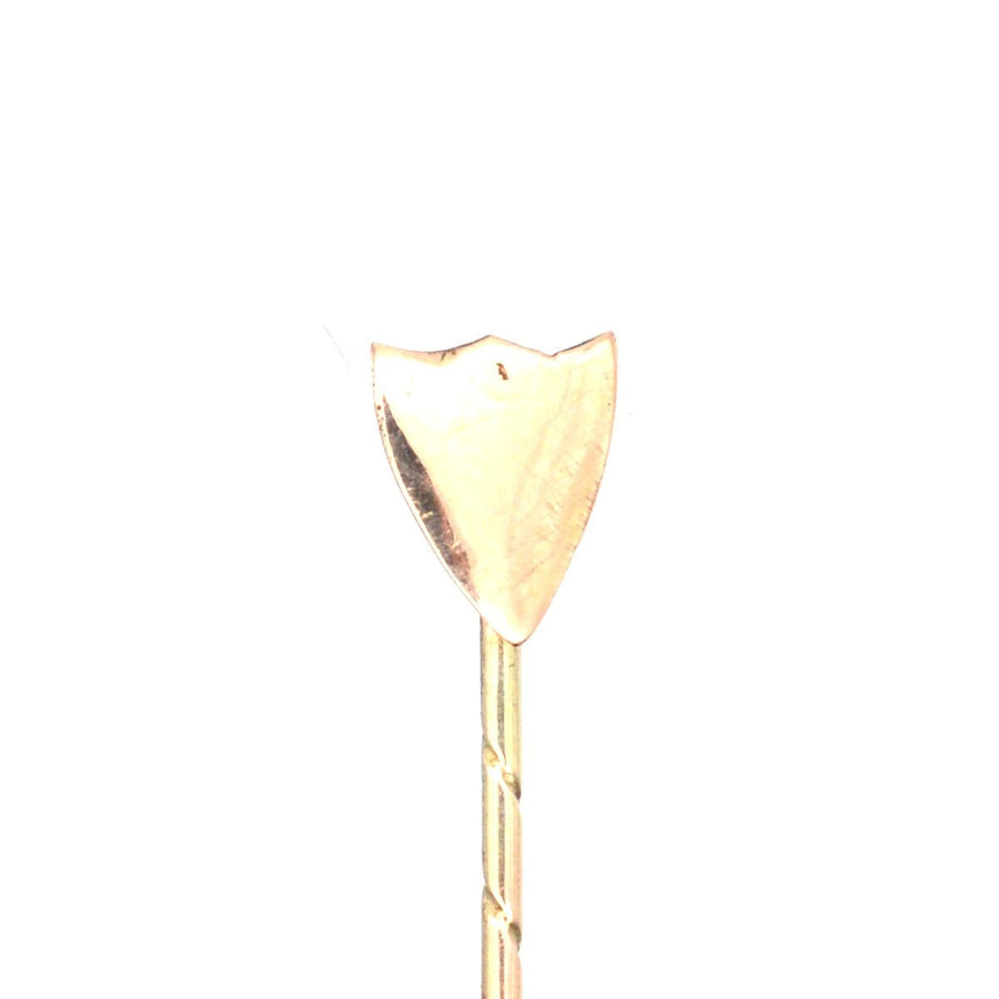Edwardian 9ct Gold Plain Shield Tie Pin | Parkin and Gerrish (UK)