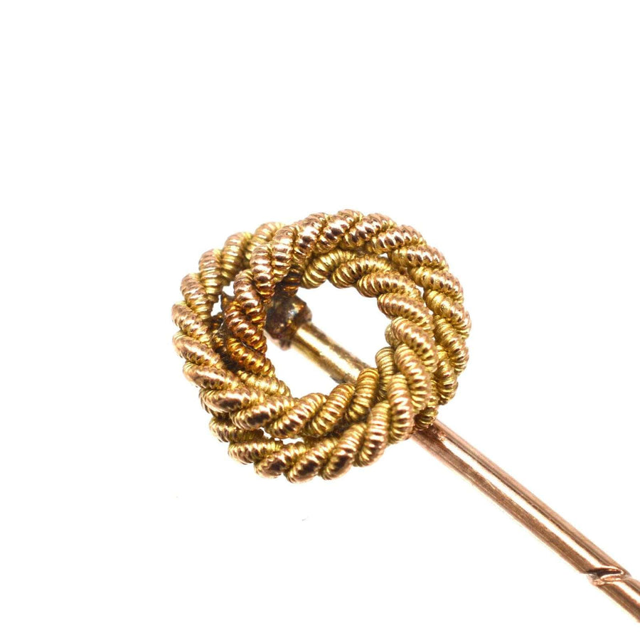 Edwardian 9ct Gold Round Double Knot Rope Tie Pin | Parkin and Gerrish (UK)