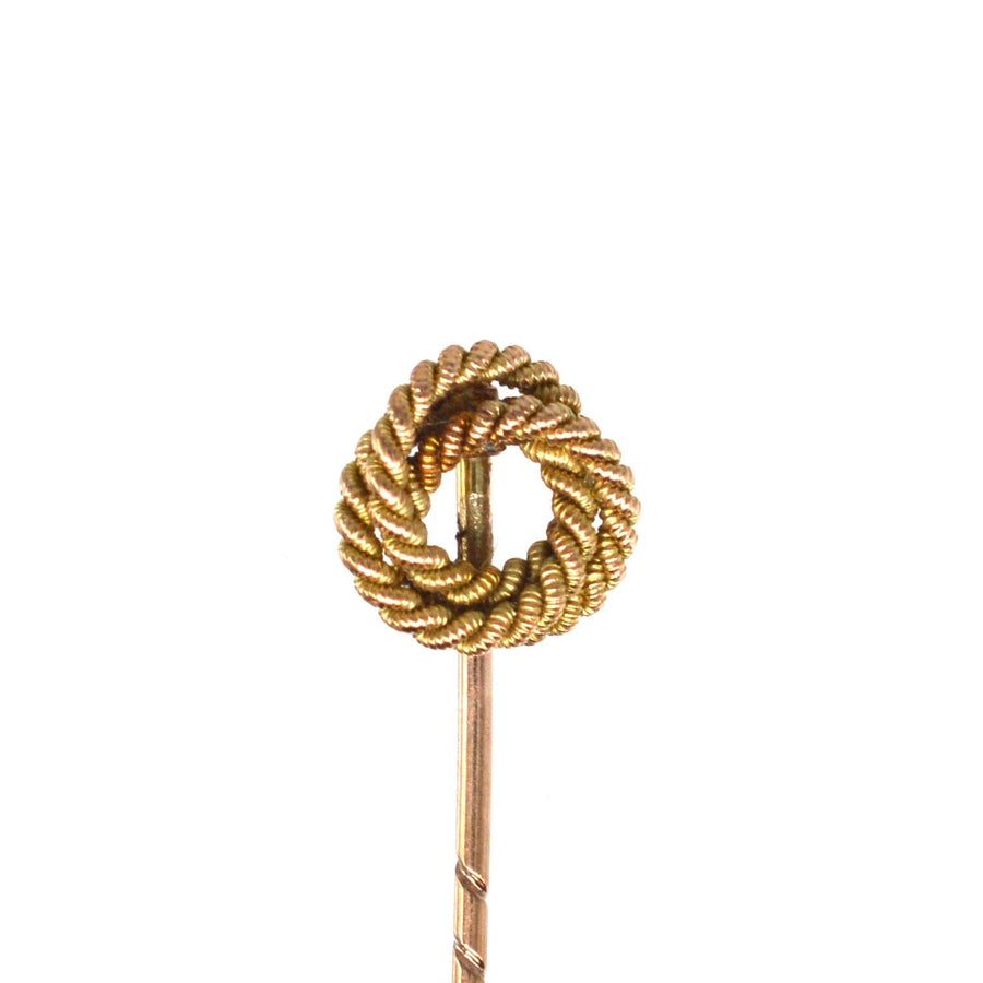Edwardian 9ct Gold Round Double Knot Rope Tie Pin | Parkin and Gerrish (UK)