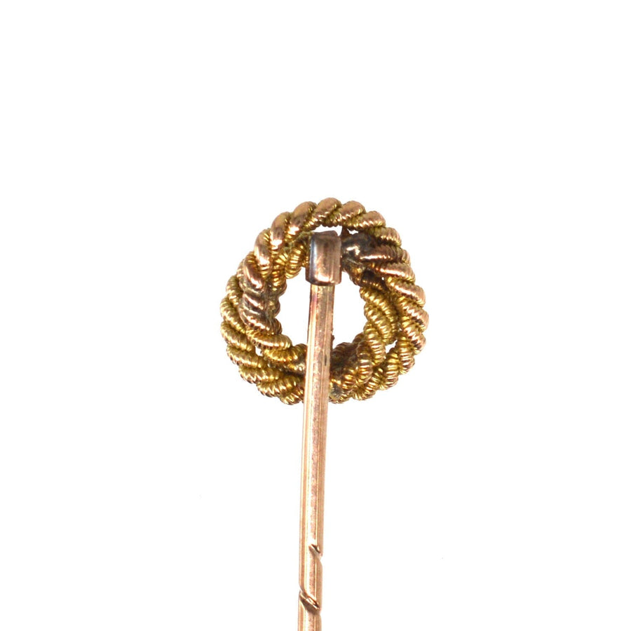 Edwardian 9ct Gold Round Double Knot Rope Tie Pin | Parkin and Gerrish (UK)