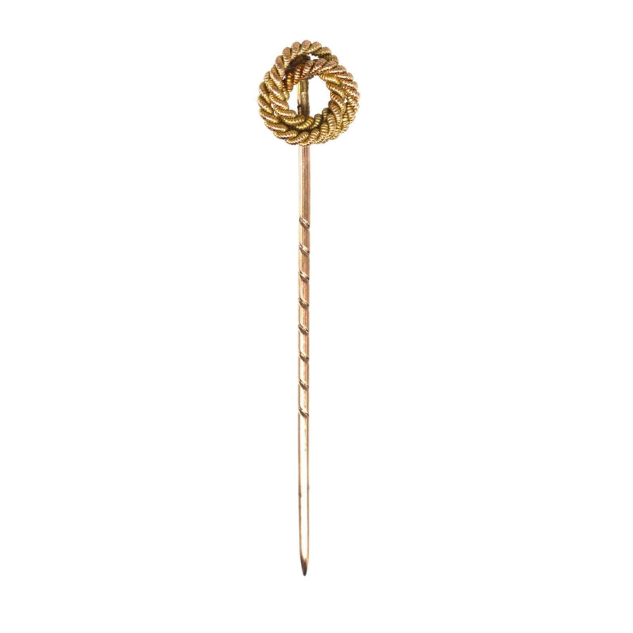Edwardian 9ct Gold Round Double Knot Rope Tie Pin | Parkin and Gerrish (UK)