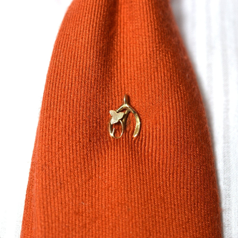 Edwardian 9ct Gold Wishbone with Ivy Leaf Tie Pin | Parkin and Gerrish (UK)