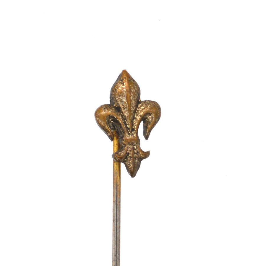 Edwardian French fleur-de-lys tie pin in bronze, perfect accessory for ties and lapels.