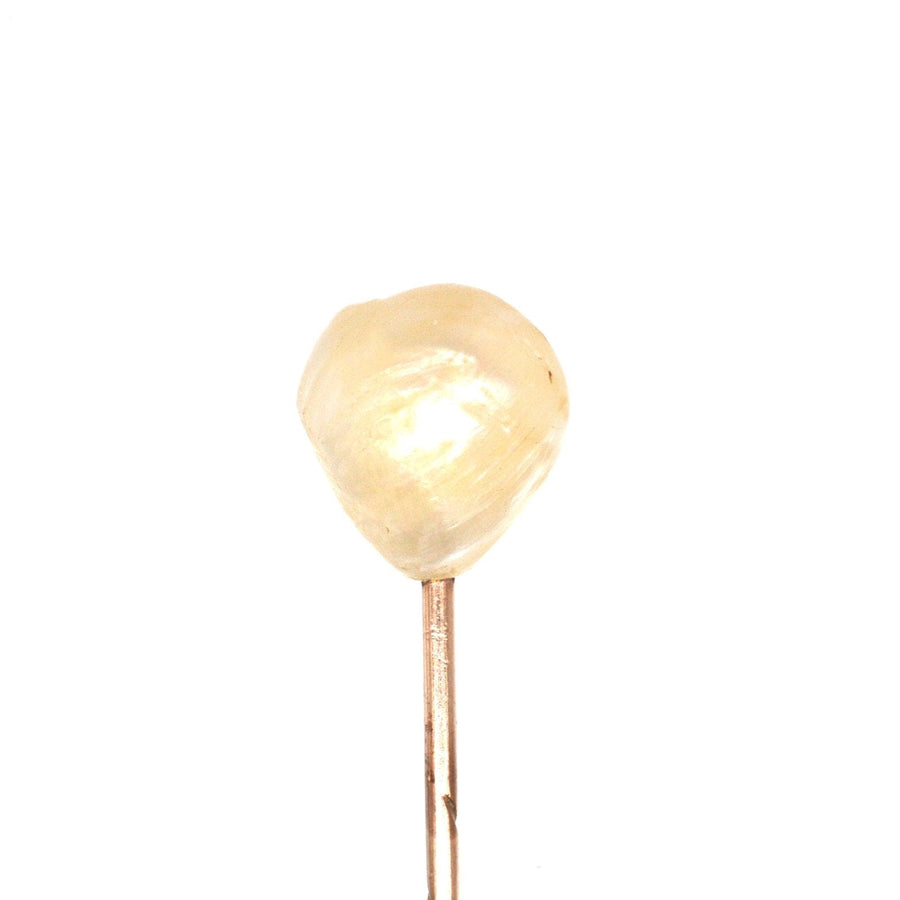Edwardian large natural baroque pearl tie pin, elegant design perfect for grooms and silk ties.