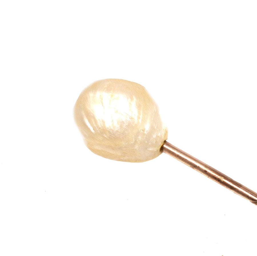 Edwardian large natural baroque pearl tie pin, perfect for grooms, adding elegance to any silk tie.
