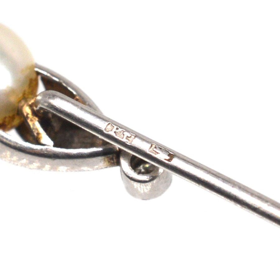 Edwardian Natural Pearl and Diamond Platinum Tie Pin | Parkin and Gerrish (UK)