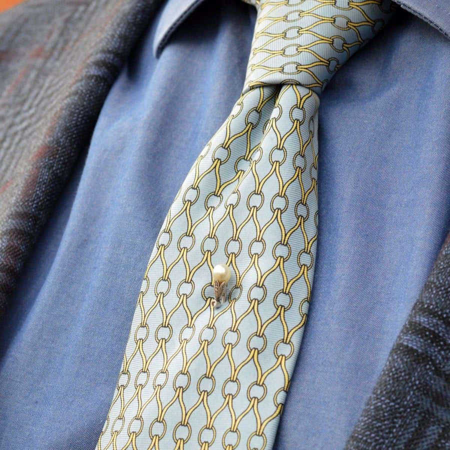 Edwardian Natural Pearl and Diamond Platinum Tie Pin | Parkin and Gerrish (UK)