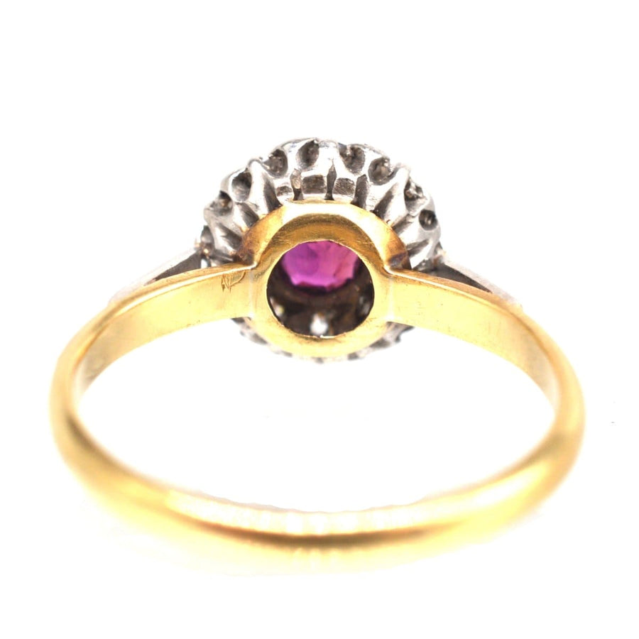 Edwardian Platinum & 18ct Gold Ruby and Diamond Cluster Ring | Parkin and Gerrish | Antique & Vintage Jewellery