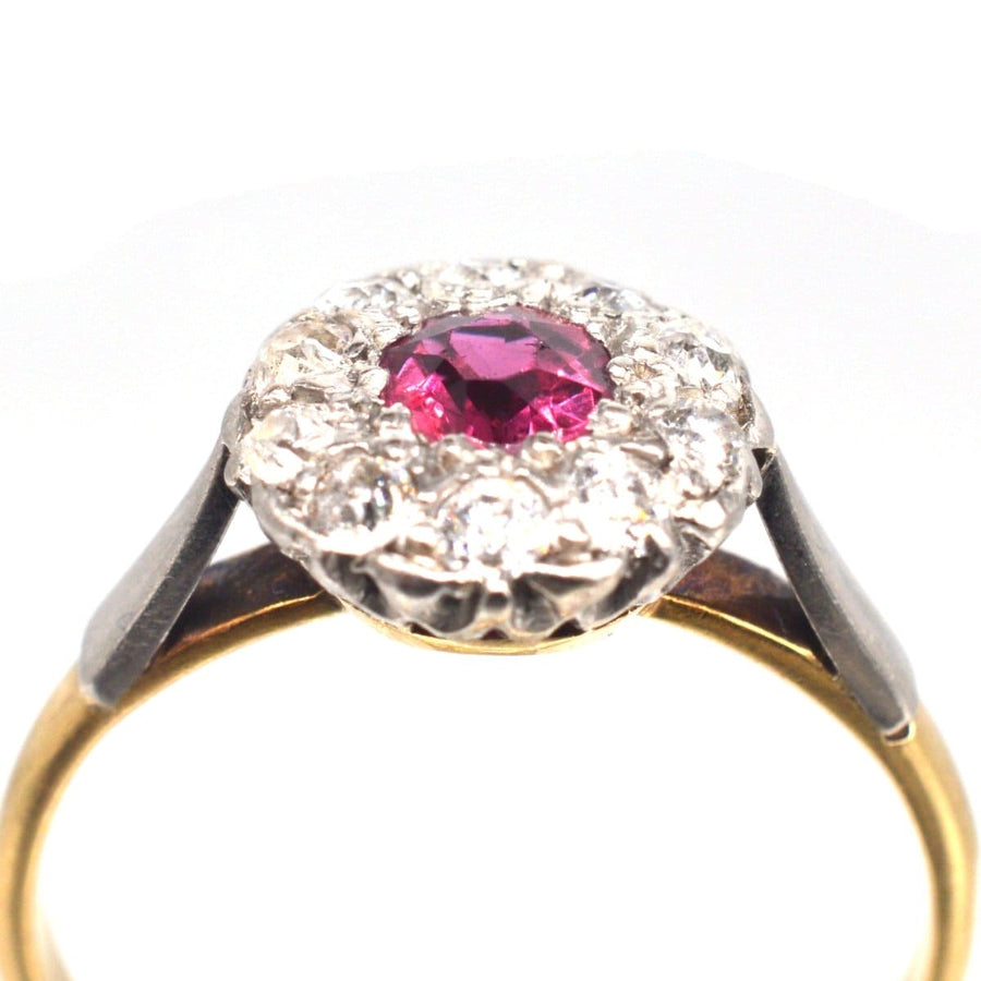 Edwardian Platinum & 18ct Gold Ruby and Diamond Cluster Ring | Parkin and Gerrish | Antique & Vintage Jewellery