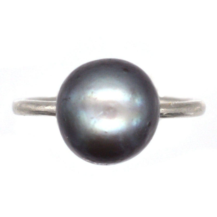 Edwardian Platinum, Black Pearl Solitaire Ring | Parkin and Gerrish | Antique & Vintage Jewellery
