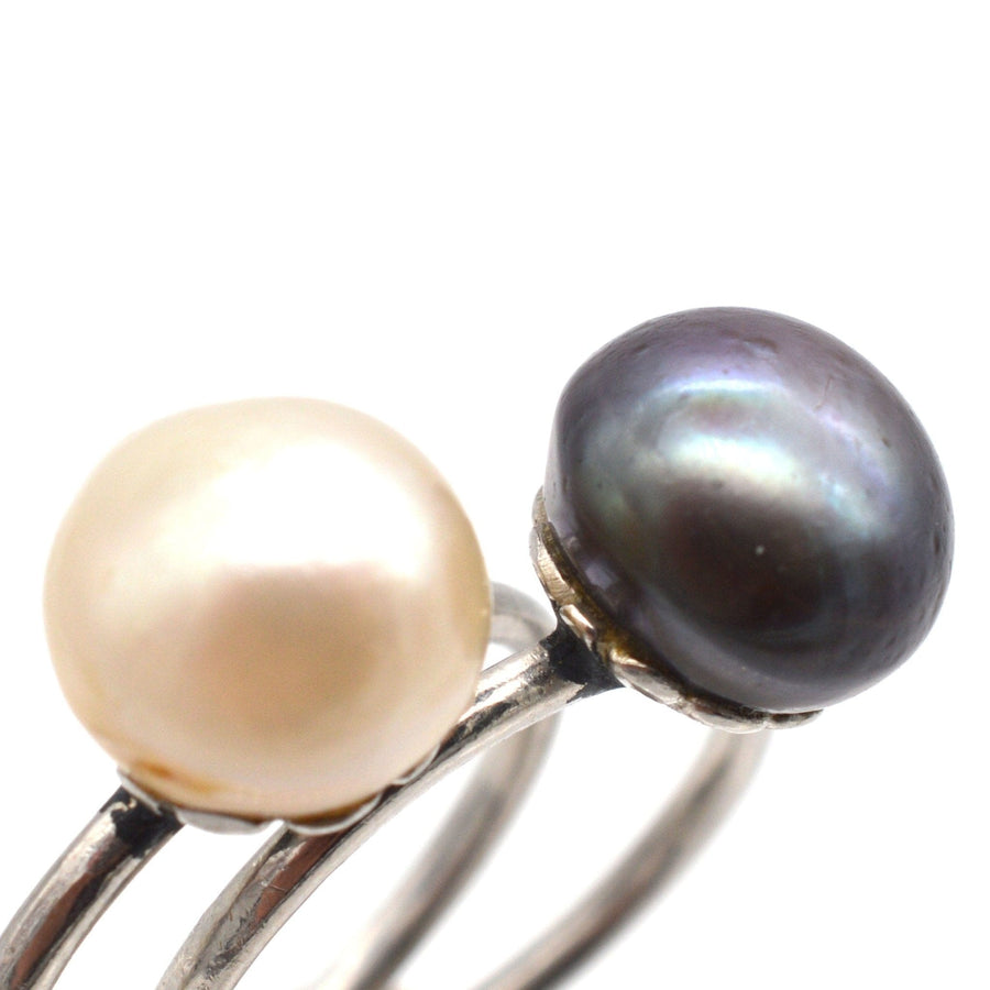 Edwardian Platinum, Black Pearl Solitaire Ring | Parkin and Gerrish | Antique & Vintage Jewellery