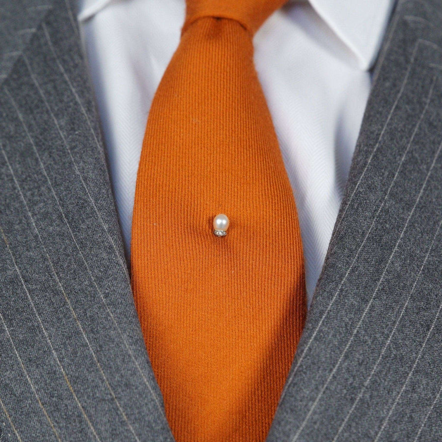 Edwardian Platinum Natural Pearl & Rose Diamond Tie Pin | Parkin and Gerrish (UK)