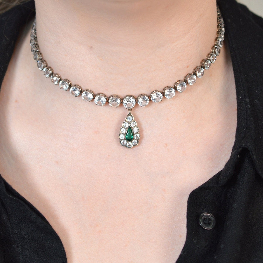 Edwardian White and Green "Emerald" Paste Necklace | Parkin and Gerrish (UK)