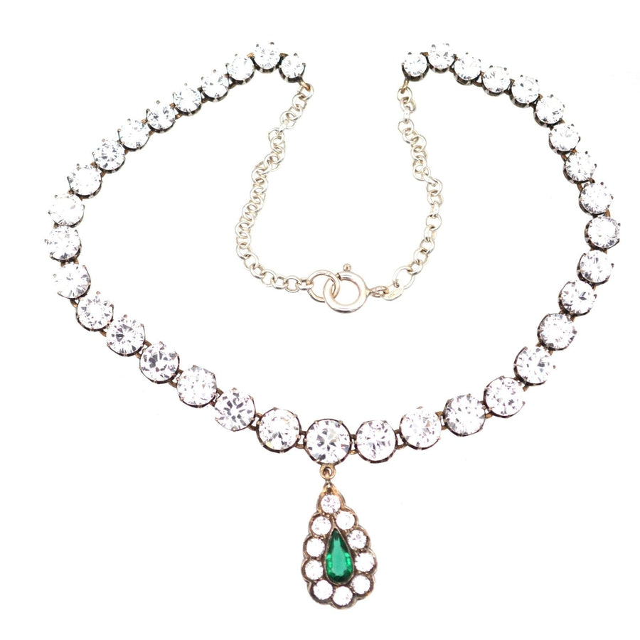 Edwardian White and Green "Emerald" Paste Necklace | Parkin and Gerrish (UK)