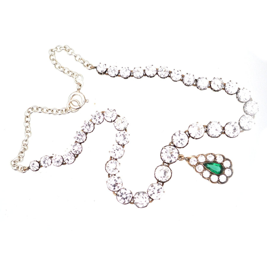 Edwardian White and Green "Emerald" Paste Necklace | Parkin and Gerrish (UK)