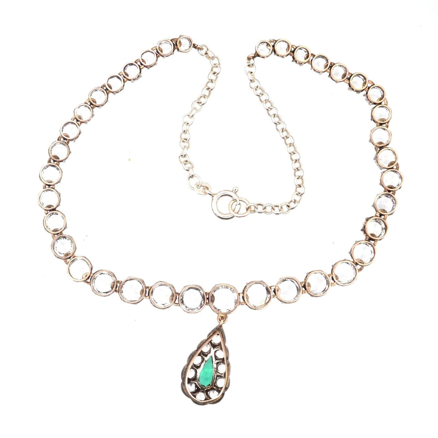 Edwardian White and Green "Emerald" Paste Necklace | Parkin and Gerrish (UK)