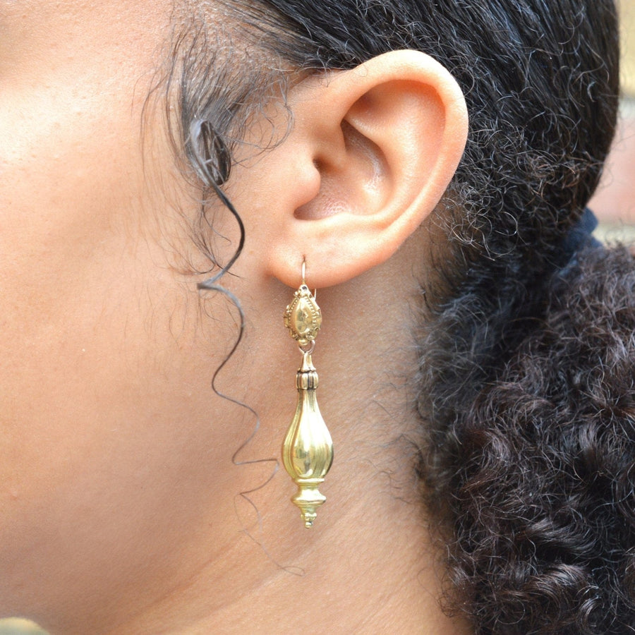 French 19th Century 18ct Gold 'Night And Day' Drop Earrings | Parkin and Gerrish | Antique & Vintage Jewellery