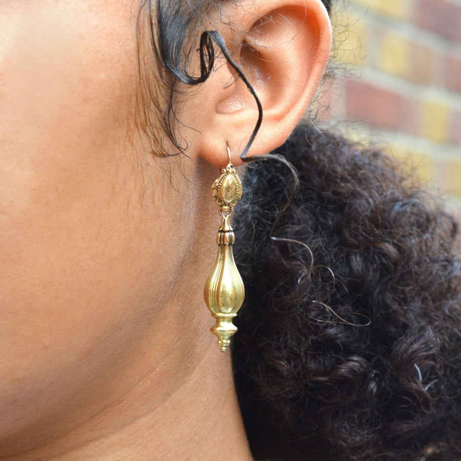 French 19th Century 18ct Gold 'Night And Day' Drop Earrings | Parkin and Gerrish | Antique & Vintage Jewellery