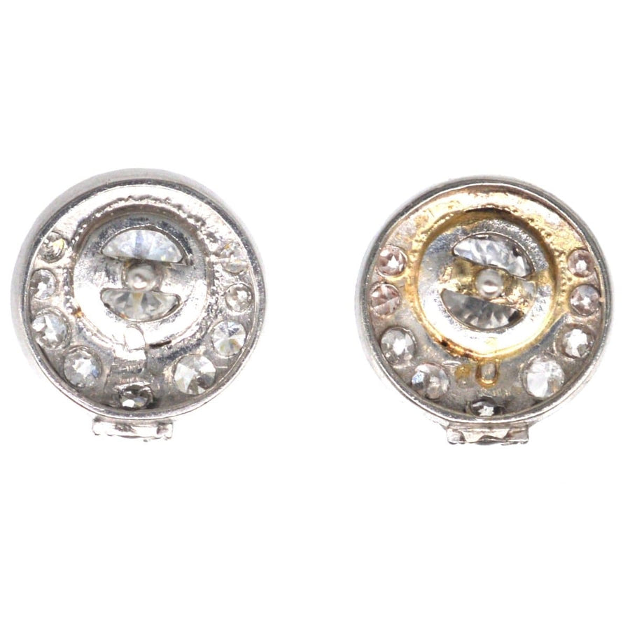 French Art Deco 18ct white gold diamond cluster stud earrings featuring twinkling diamonds and elegant design.