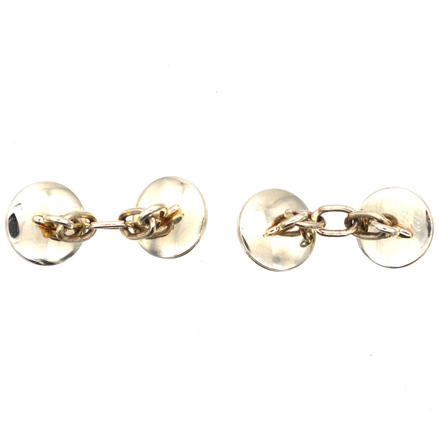 French Belle Époque 18 ct Gold, Mother of Pearl, Rose Diamond & Pearl Cufflinks | Parkin and Gerrish | Antique & Vintage Jewellery