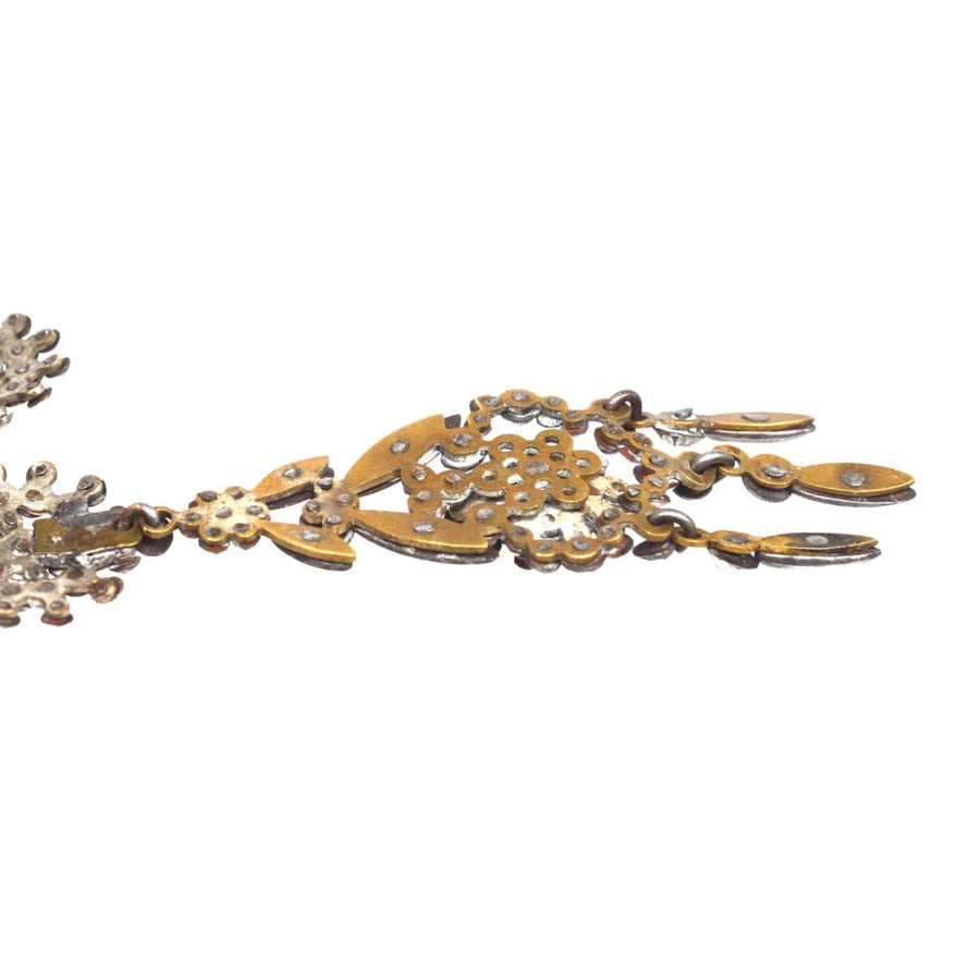 Georgian 19th century cut steel necklace with intricate floral design, showcasing vintage craftsmanship from the 1820s.