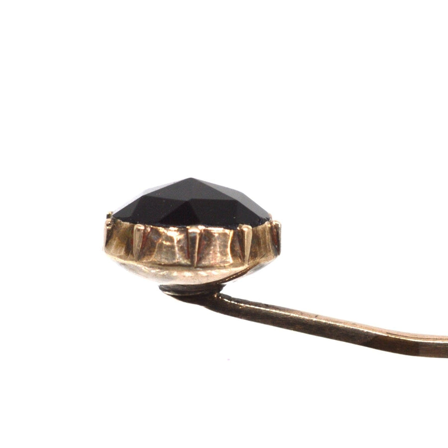 Georgian 9ct Gold Black Vauxhall Glass Tie Pin