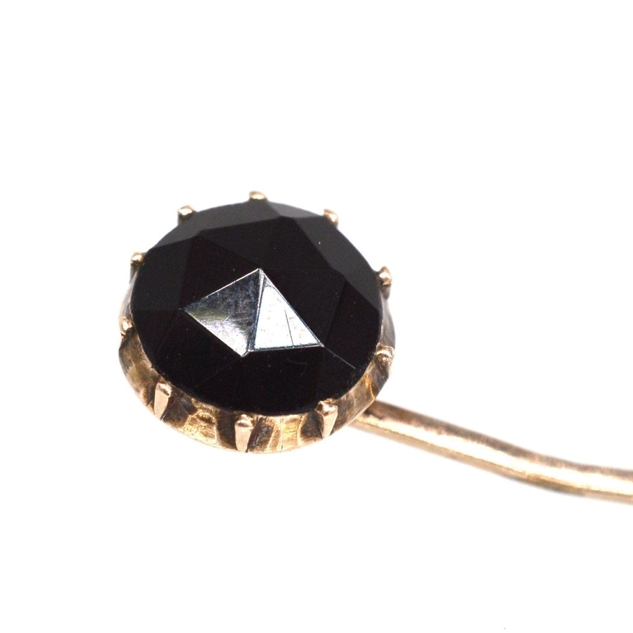 Georgian 9ct Gold Black Vauxhall Glass Tie Pin