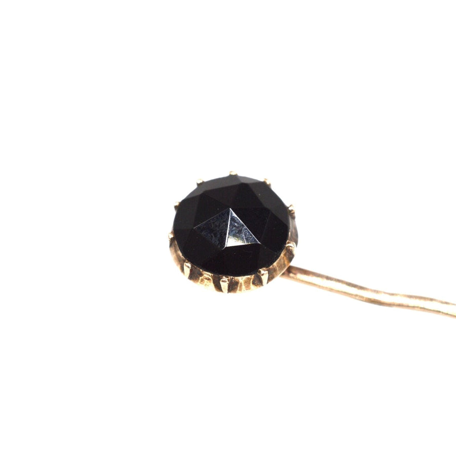 Georgian 9ct Gold Black Vauxhall Glass Tie Pin