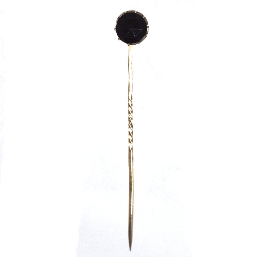 Georgian 9ct Gold Black Vauxhall Glass Tie Pin