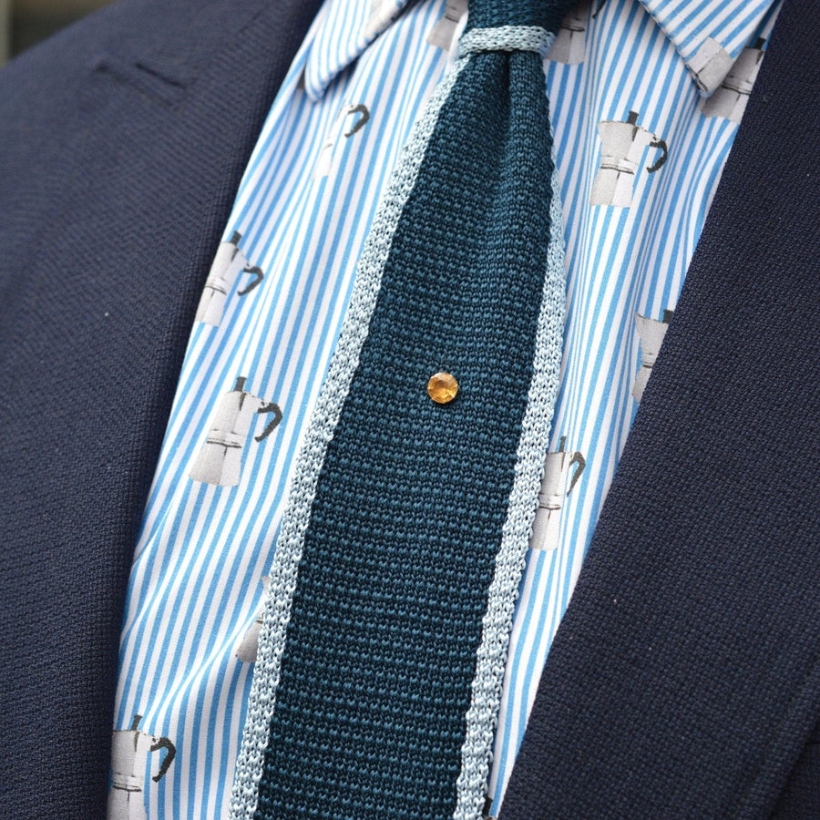 Georgian 9ct gold citrine tie pin adds elegance to a silk tie, perfect for November birthdays.